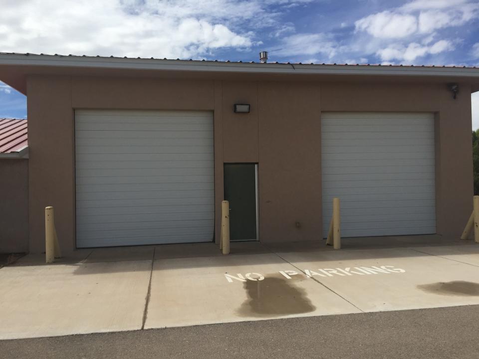 The bay doors at the former Cottonwood Fire Station on Sept. 13, 2023. Eddy County Board of County Commissioners called for its closure along five other stations near Carlsbad and Loving.