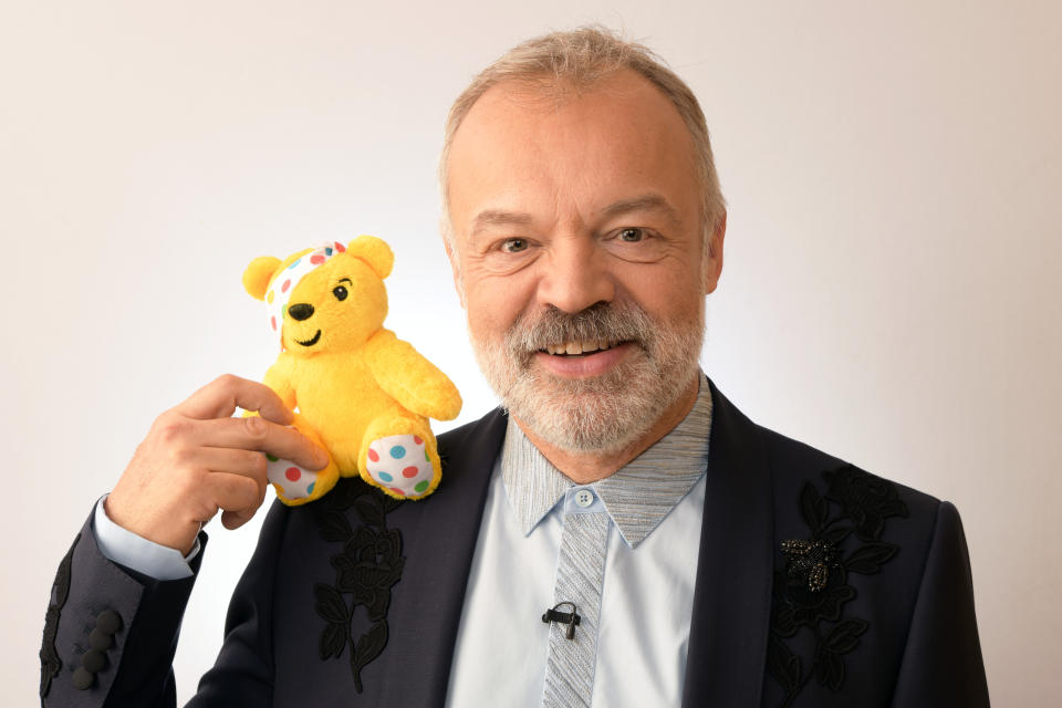 BOREHAMWOOD, ENGLAND - NOVEMBER 16:  Graham Norton backstage at BBC Children In Need's 2018 appeal night at Elstree Studios on November 16, 2018 in Borehamwood, England. (Photo by Dave J Hogan/Dave J Hogan/Getty Images)