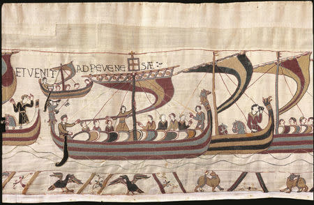 View shows the Bayeux Tapestry, an 11th century treasure that tells the tale of how William the Conqueror came to invade England in 1066, in this undated photo provide by the Bayeux Museum on January 18, 2018. Ville de Bayeux/Handout via REUTERS