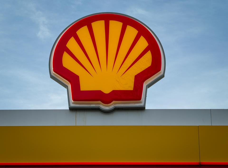 RADSTOCK, UNITED KINGDOM - FEBRUARY 17: The Shell logo is displayed outside a petrol station in Radstock on February 17, 2024 in Somerset, England. The oil company Shell has reported better than expected profits for 2023 in one of its most profitable years on record due in part to cuts in costs of production whilst increasing its oil and gas production. However environmental campaigners have called for the company to reduce its fossil fuel production and invest more of its profits in green energy alternatives. (Photo by Matt Cardy/Getty Images)