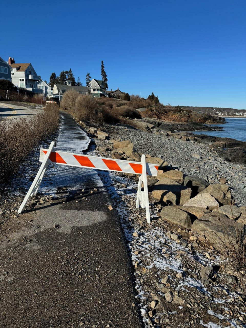 Marginal Way in Ogunquit, Maine, is currently closed until further notice, as a result of the damages wrought by the twin storms of January 2024.