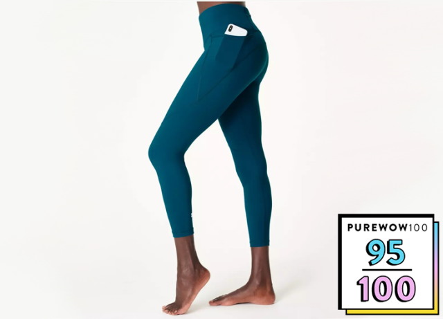 Sweaty Betty M High Rise Waist Shine 7/8 Legging Tight Teal Yoga