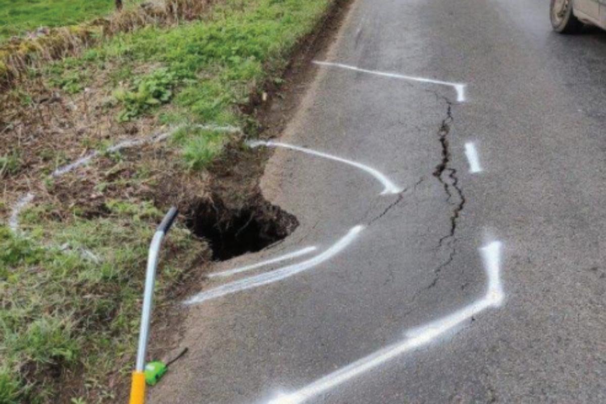 The sinkhole on the B3134. <i>(Image: Travel Somerset)</i>