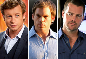 Simon Baker, The Mentalist; Michael C. Hall, Dexter; Chris O’Donnell, NCIS: LA | Photo Credits: Jaimie Trueblood/Warner Bros.; Randy Tepper/Showtime; Matt Kennedy/CBS