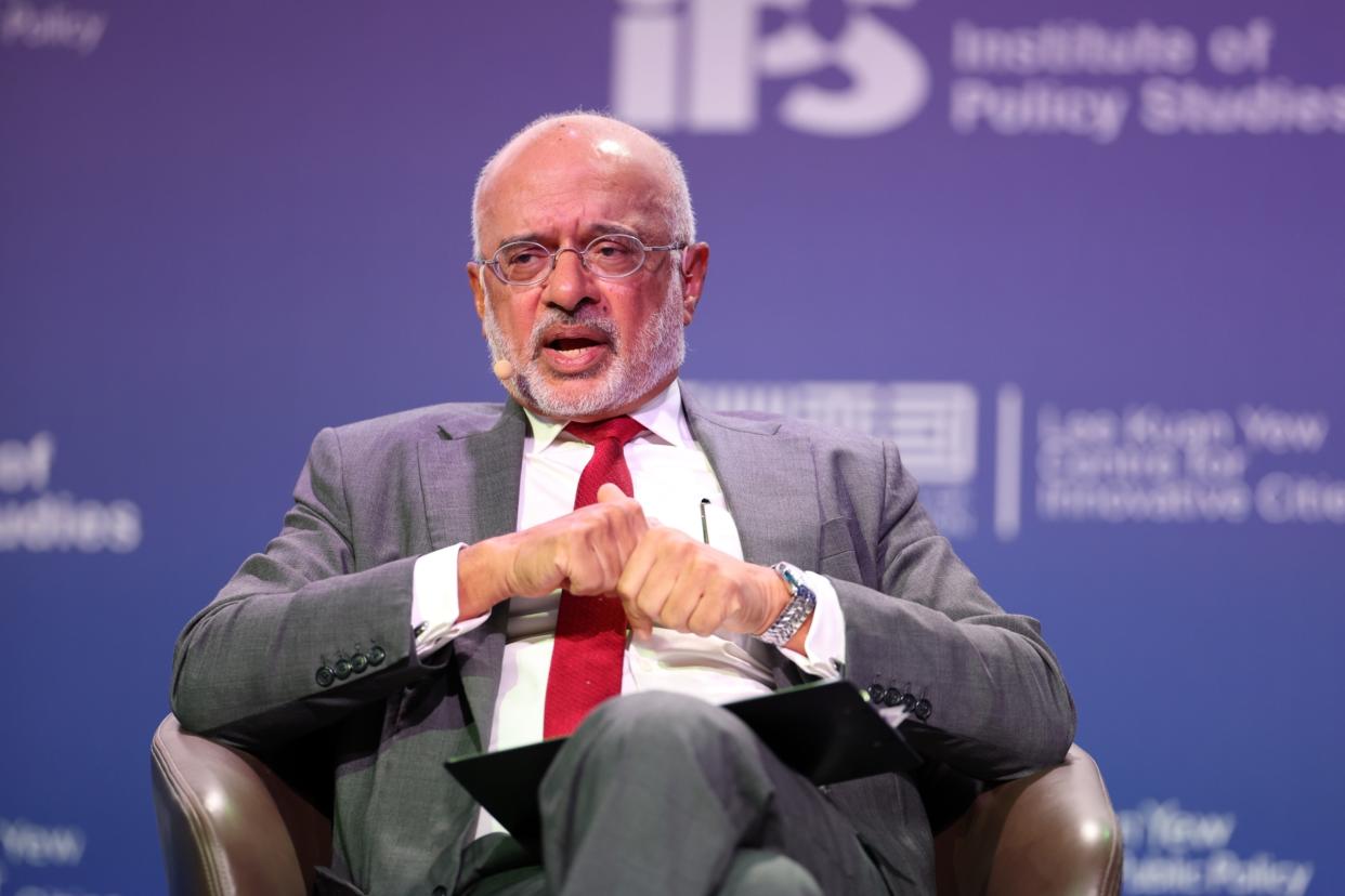 Piyush Gupta, chief executive officer of DBS Group Holdings Ltd., speaks during the Reinventing Destiny Conference in Singapore, on Monday, Aug. 14, 2023. The conference runs through today. Photographer: Lionel Ng/Bloomberg