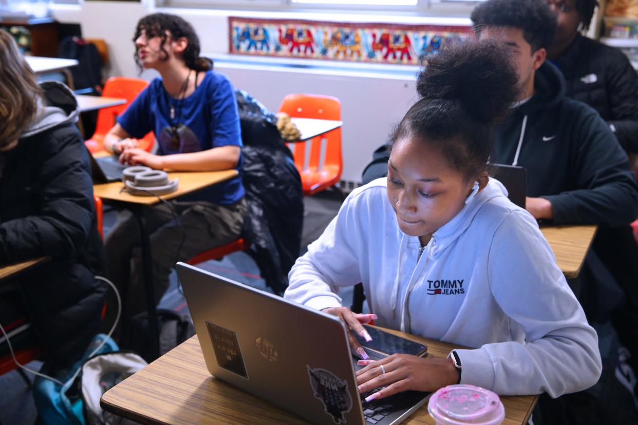 Chelsea Mosley, 16, right, works on a financial planning assignment during class at Shorewood High School this spring. Gov. Tony Evers on Dec. 6 signed a bill into law that makes a personal financial literacy class a graduation requirement statewide.