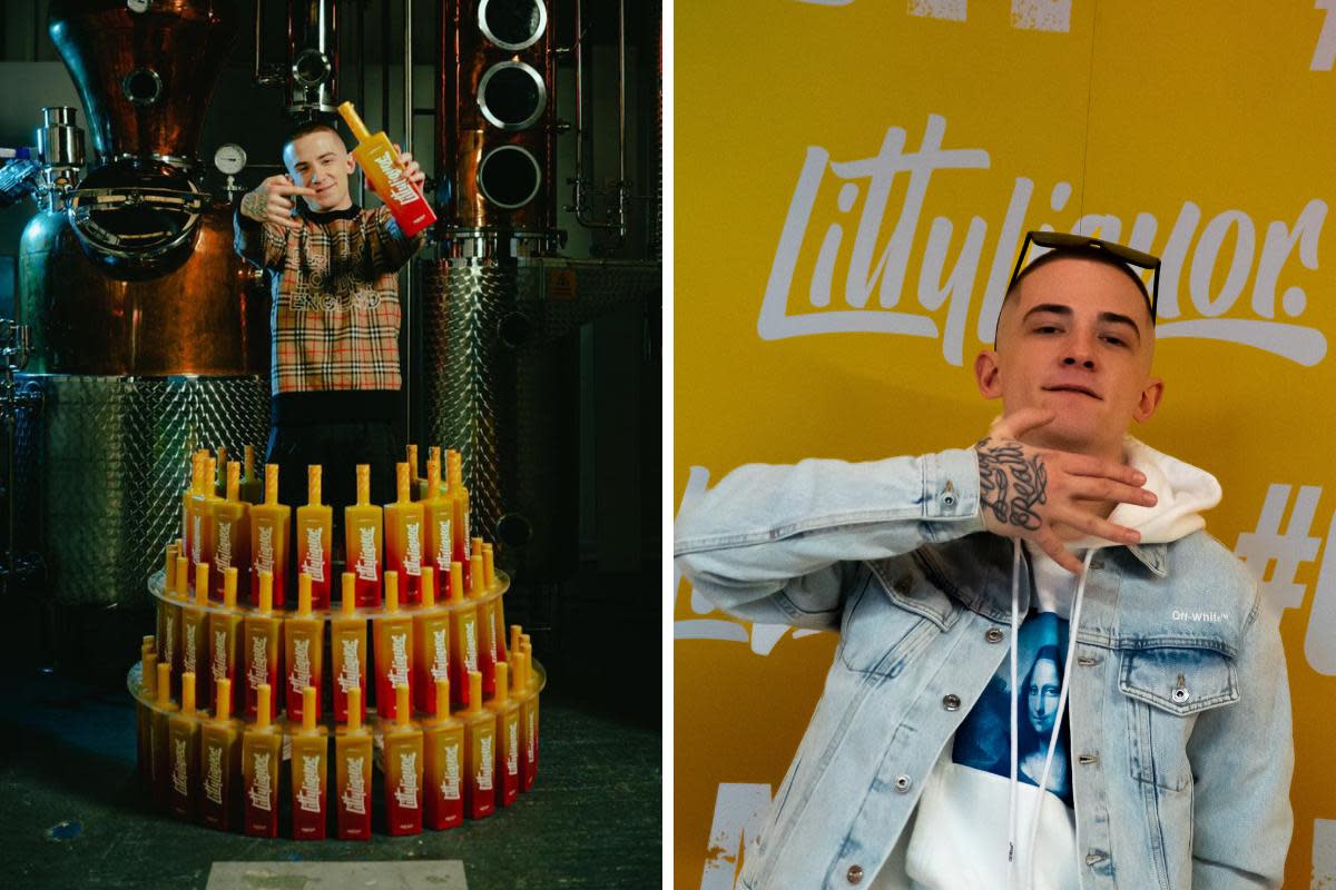 ArrDee has launched his new brand of rum called Litty Liquor. Left, at the distillery. Right, at his launch party at the Brighton i360 on Tuesday <i>(Image: Litty Liquor)</i>