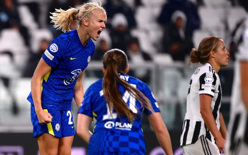 Pernille Harder struck Chelsea's winner in front of a bumper crowd in Turin - AFP