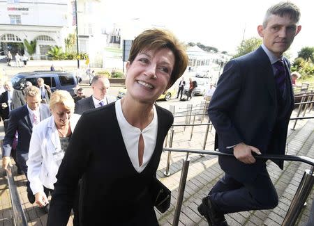 United Kingdom Independence Party (UKIP) leadership candidate Diane James arrives at the party's annual conference in Bournemouth, Britain, September 16, 2016. REUTERS/Toby Melville