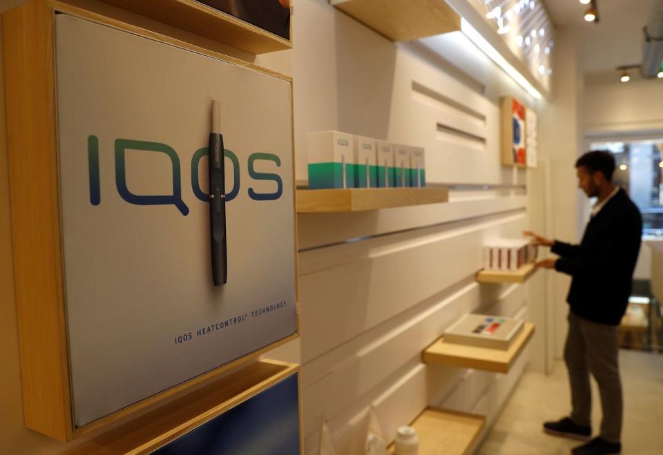 IQOS e-cigarette and products on display in London.