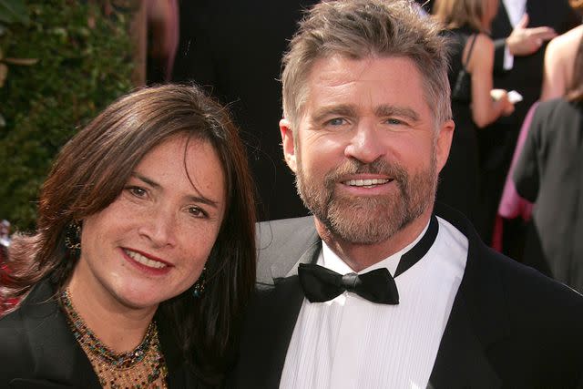 <p>Jeffrey Mayer/WireImage</p> Pam Van Sant and Treat Williams