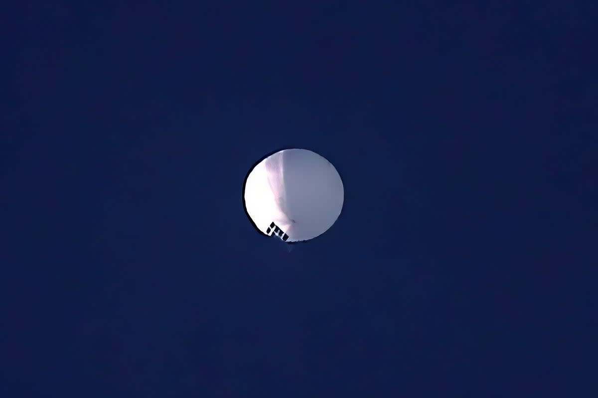 A high altitude balloon floats over Billings, Montana on 1 February (AP)