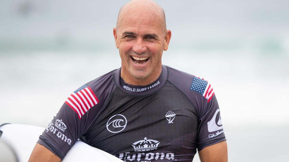 Kelly Slater has been criticised by Australian Iron Man star Jett Kenny over spreading misinformation about the coronavirus on Instagram. (Photo by Tony Heff/World Surf League via Getty Images)