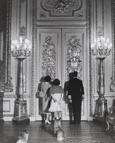 <p>Â© Cecil Beaton / Victoria and Albert Museum, London</p> The Princesses Elizabeth and Margaret with their parents and corgis at Windsor Castle in 1943