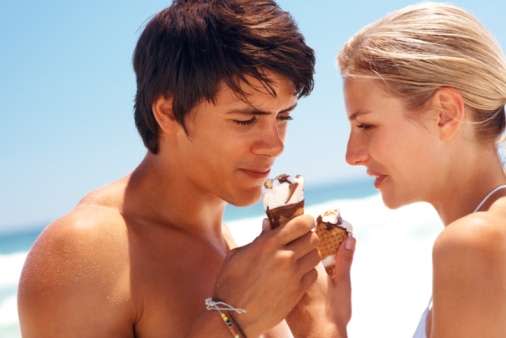 Couple eating ice cream