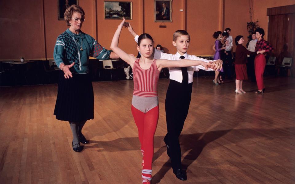 Taking the floor: Peggy Spencer guides pupils at her eponymous dance school in 1996