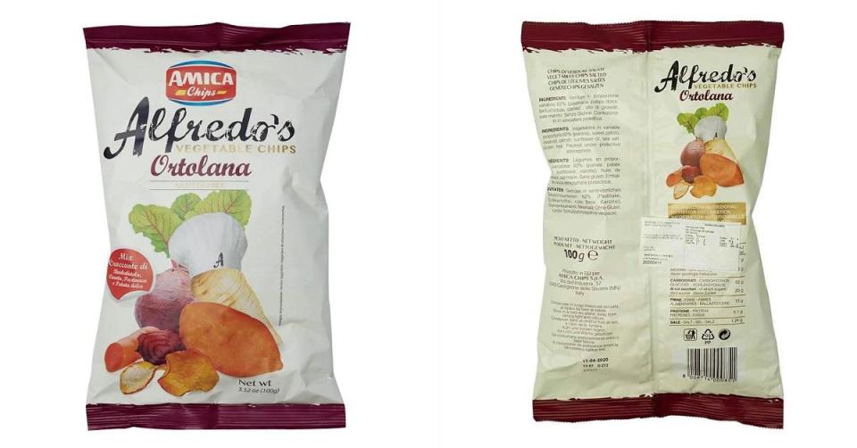 一批荷蘭進口的AMICA鹽味雜錦蔬菜片，被驗出含有高含量丙烯酰胺。(互聯網)