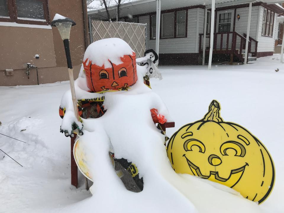 Great Falls residents were getting ready for Halloween, which is Thursday, when a snowstorm hit the city Monday.