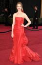 <p>Year: 2011 <br>Designer: Valentino <br>Cost: $80,000 <br>As host of the Academy Awards for that year, Hathaway brought her A-game to the red carpet in this lavish red pillar-box gown made of silk faille. She accessorised the beautiful gown with a necklace from Tiffany and Co., costing worth $10 million. </p>