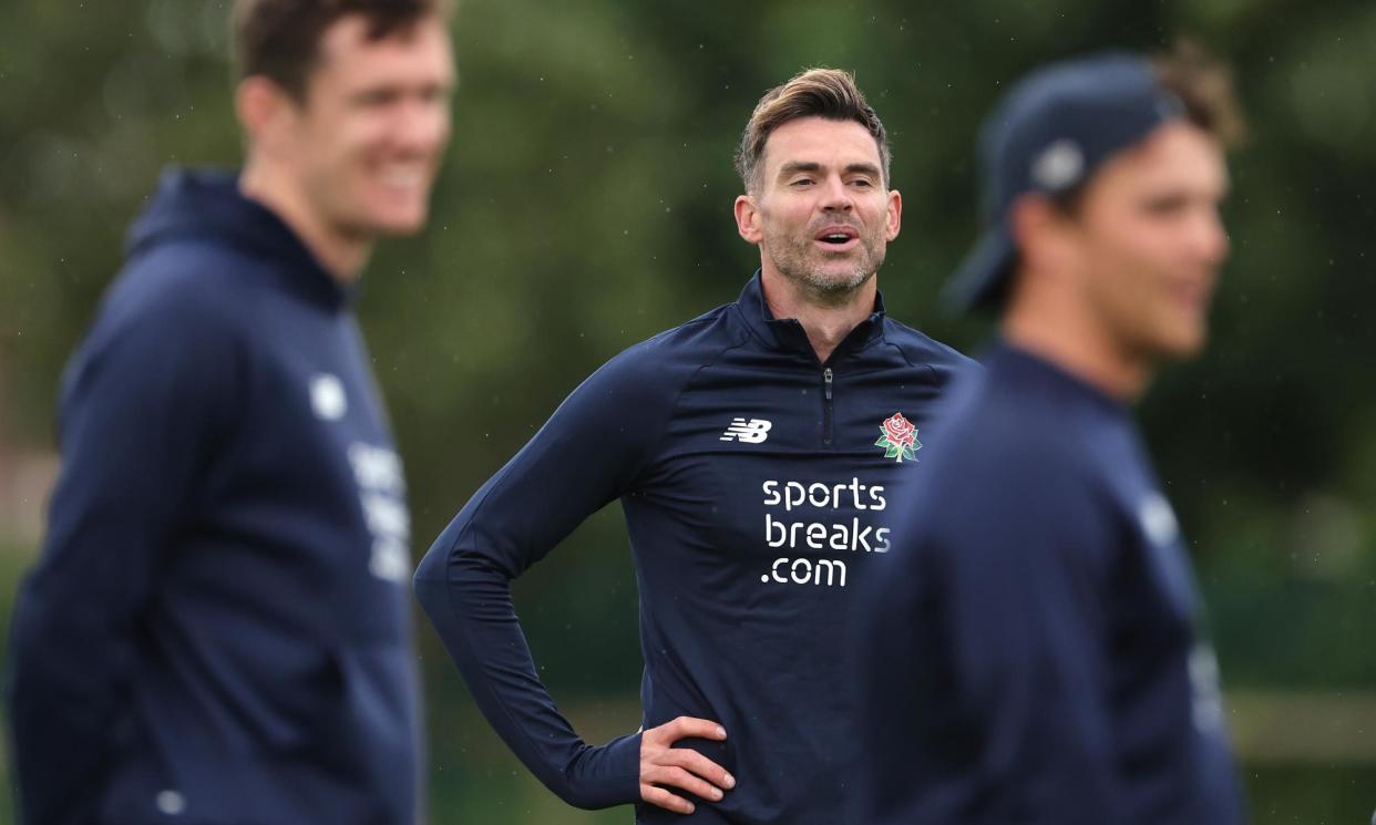 <span>Jimmy Anderson at Southport, where Lancashire are taking on Nottinghamshire in the County Championship.</span><span>Photograph: Jan Kruger/Getty Images</span>