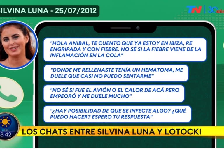 En 2012 Silvina Luna le escribió a Aníbal Lotocki preocupada por su estado de salud (Foto: Captura TN)