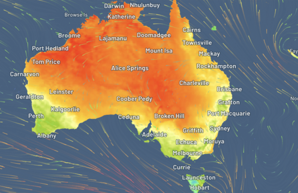 Large parts of the country are set to swelter through an extreme heatwave. Source: Weatherzone. 