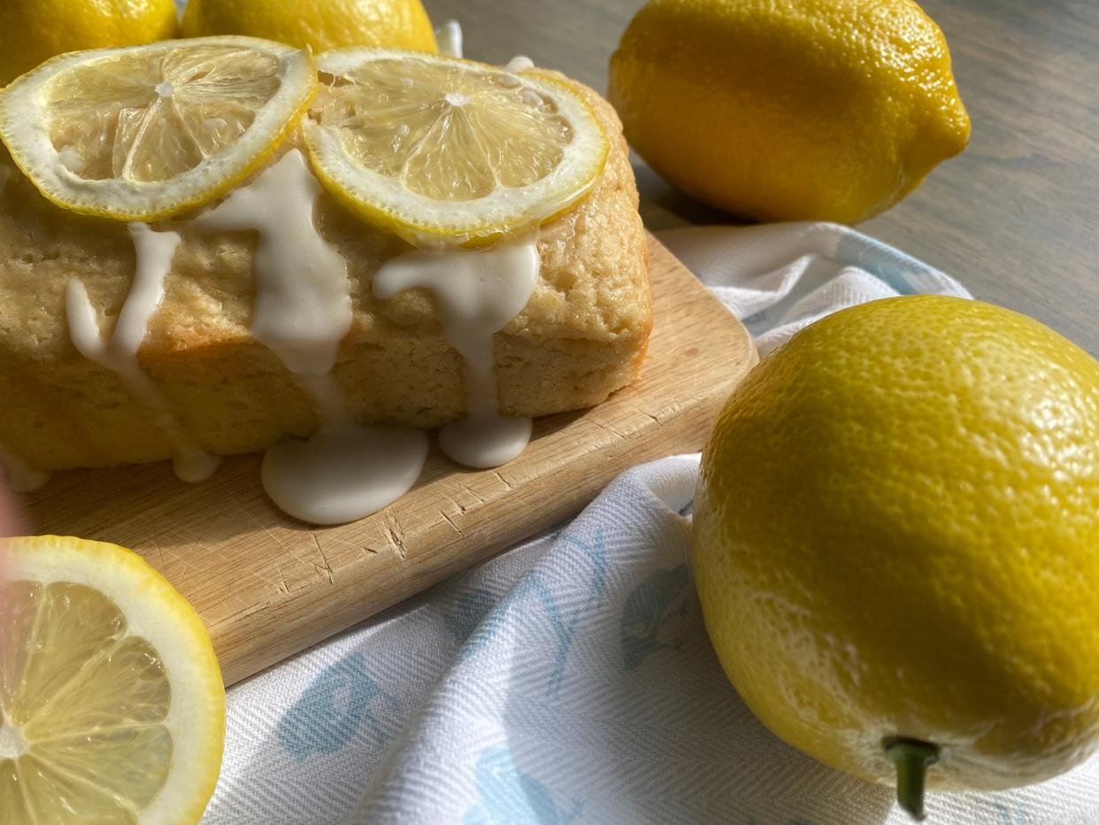Desserts, such as this light poundcake, are on another level when studded with lemon zest and drizzled with a sweet-tart lemony glaze.