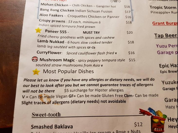 The Satya Chai Lounge menu quickly drew criticism online. Source: Reddit