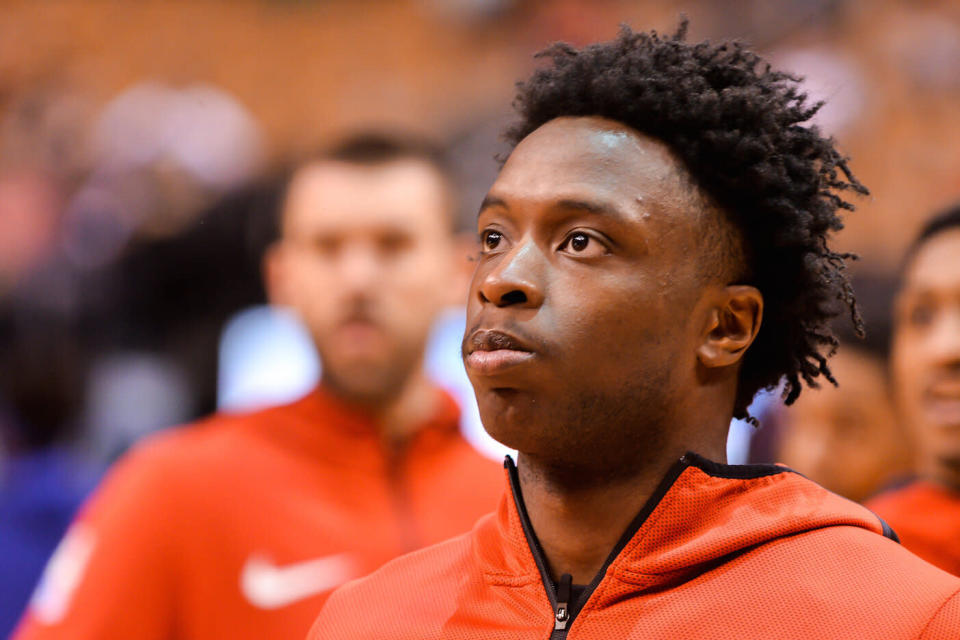 OG Anunoby was ruled out for Game 1 of the NBA Finals, but could suit up for Game 2. (Toronto Raptors win 128-92) (Photo by Anatoliy Cherkasov/NurPhoto via Getty Images)