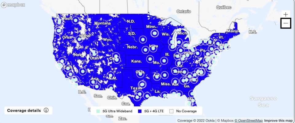 Map of United States indicating Visible’s data coverage areas.