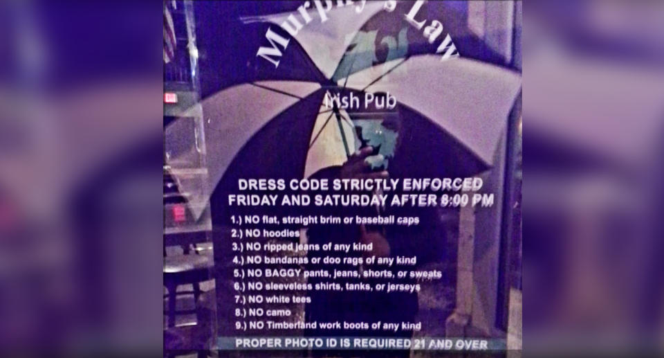 The dress code (pictured) listed banned clothing items