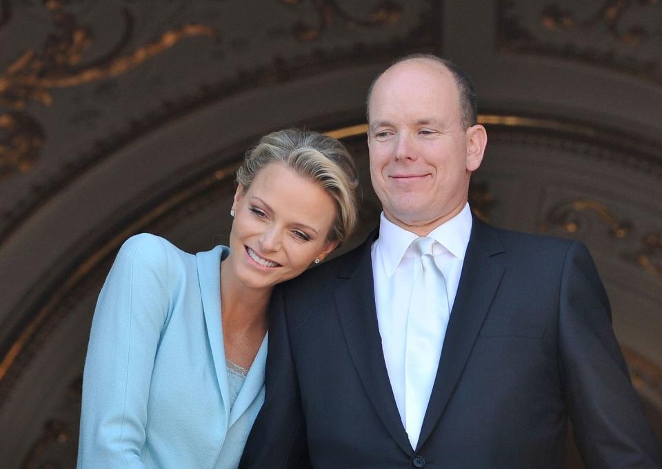 <p>After meeting at a swimming competition in Monte Carlo in 2000, Princess Charlene of Monaco, then 22, and Prince Albert II of Monaco, then 42, dated for ten years before finally getting engaged in 2011. The couple married that same year in a lavish royal wedding, where the bride stunned in a a <a href="https://us.hellomagazine.com/royalty/gallery/2016070132199/princess-charlene-prince-albert-royal-wedding-anniversary/3/" rel="nofollow noopener" target="_blank" data-ylk="slk:Giorgio Armani gown;elm:context_link;itc:0;sec:content-canvas" class="link ">Giorgio Armani gown</a>.</p>