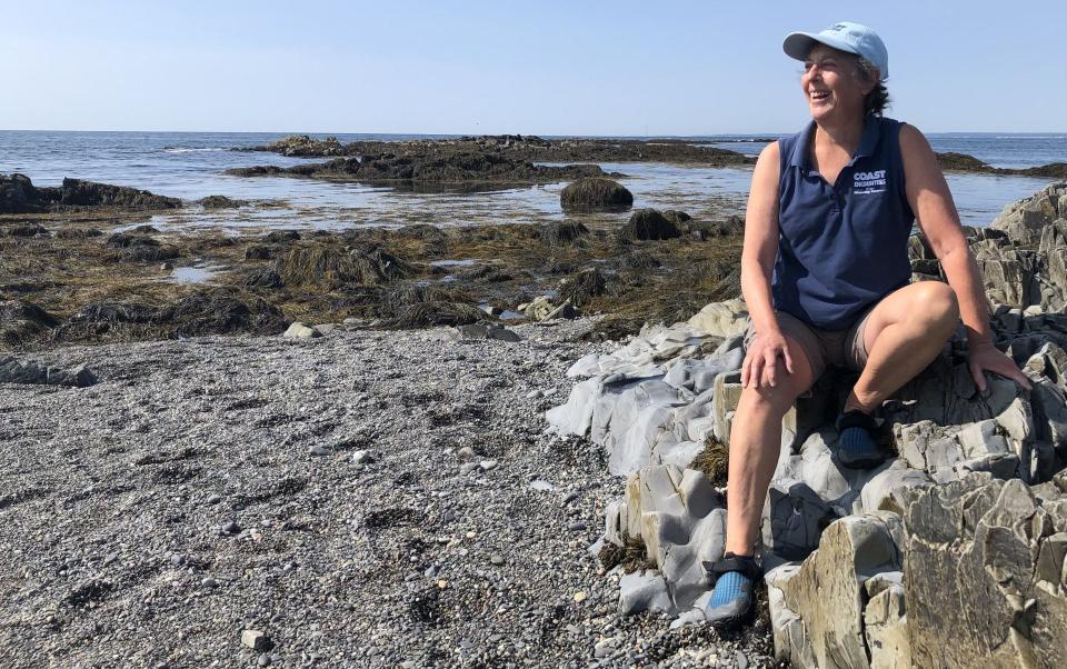 Carol Steingart is seen here at Middle Beach in Kennebunk, Maine, on Thursday, Aug. 3, 2023. Steingart, the owner of "Coast Encounters," leads fun, safe and educational tours of tidal pools at beaches between the Kennebunks and Ogunquit.