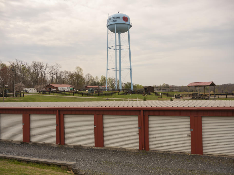 A water tower at Buckingham County, Va. (Matt Eich for NBC News)