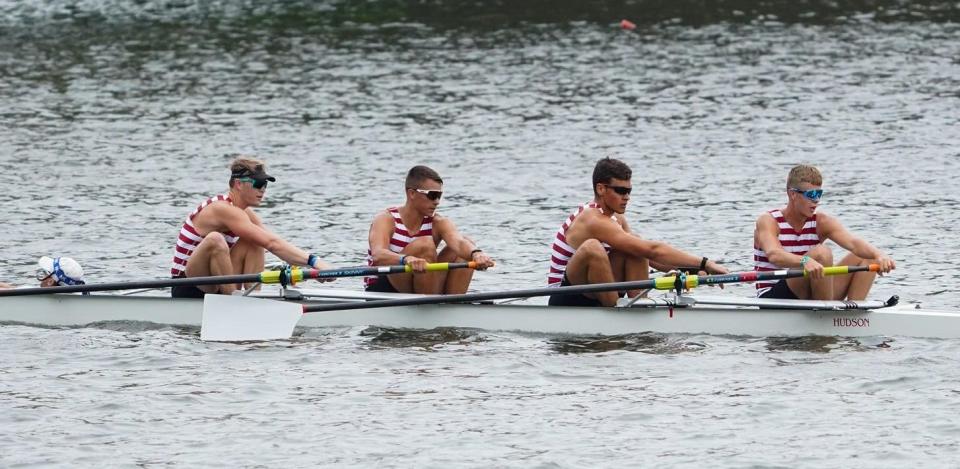 The Florida Tech men's rowing team competes in the IRA National Championship Regatta in June at Mercer Lake in Princeton, New Jersey.