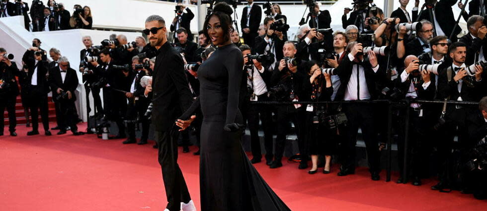 La chanteuse Aya Nakamura et son ex-compagnon Vladimir Boudnikoff au Festival de Cannes.  - Credit:PATRICIA DE MELO MOREIRA / AFP