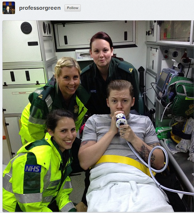 PHOTOS: Professor Green Tweets From An Ambulance After He's Run Over!