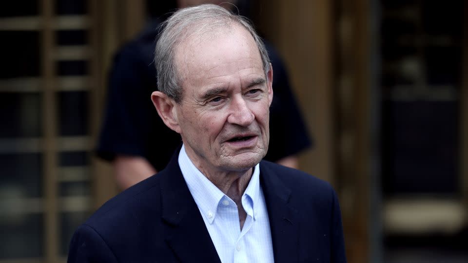 Attorney David Boies, representing several of Jeffrey Epstein's alleged victims, speaks to members of the media outside federal court in New York in 2019. - Peter Foley/Bloomberg/Getty Images