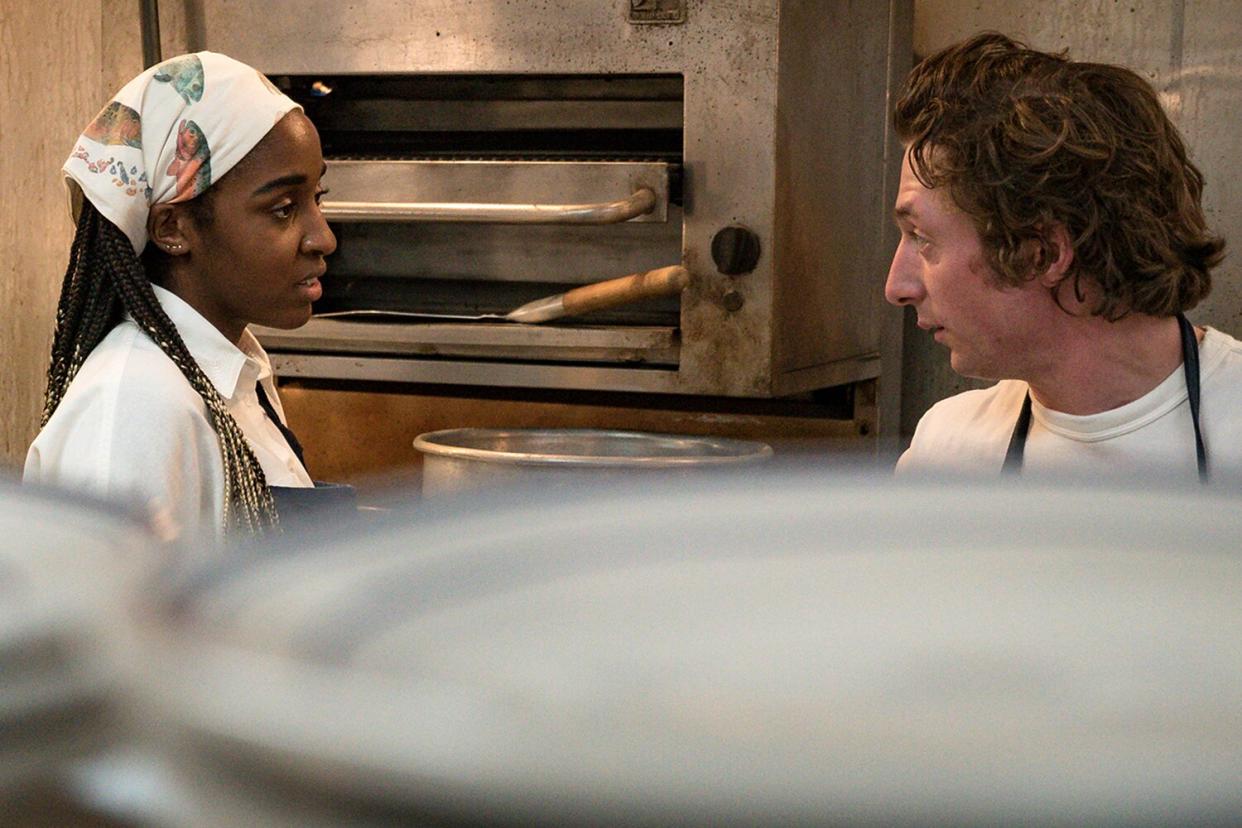 FX's THE BEAR "Brigade" (Airs Thursday, June 23) Pictured: (l-r) Ayo Edebiri as Sydney Adamu, Jeremy Allen White as Carmen 'Carmy' Berzatto.