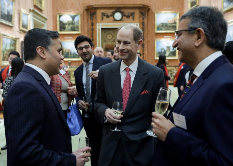 <p>Prince Edward, too, chatted with the guests.</p>