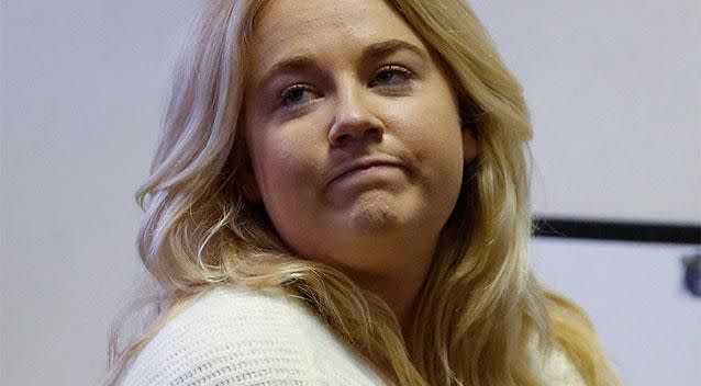 Cassie Sainsbury pictured during one of her Colombia court appearances. Photo: AAP