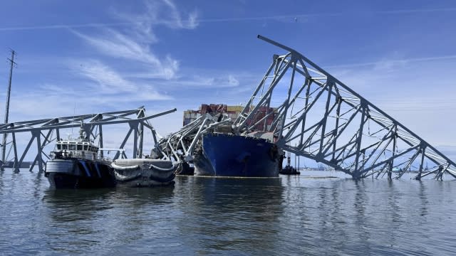 The fallen Francis Scott Key Bridge in Baltimore