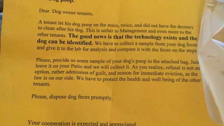 Dog poop samples demanded by Burnaby apartment landlord