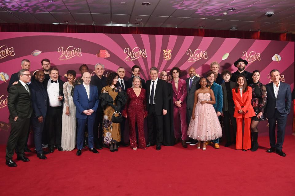 The cast and producers of "Wonka" at the World Premiere at The Royal Festival Hall in London, England.