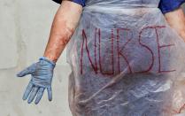 LONDON, UNITED KINGDOM- SEPTEMBER 12: NHS workers attend the 'March for Pay' Demonstration in London, United Kingdom on September 12, 2020. (Photo by Hasan Esen/Anadolu Agency via Getty Images)