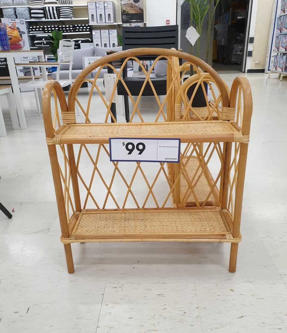 $99 rattan bookcase from BIG W