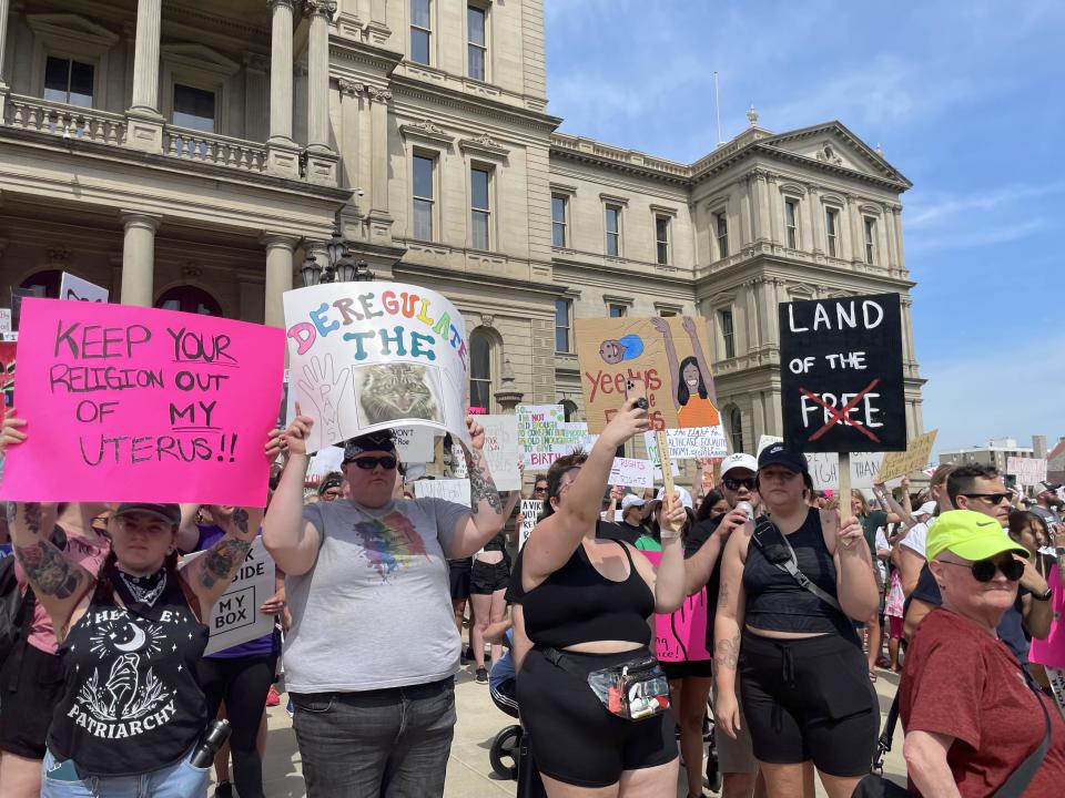 Abortion rights protesters assemble on state Capitol lawn July 4, 2022.