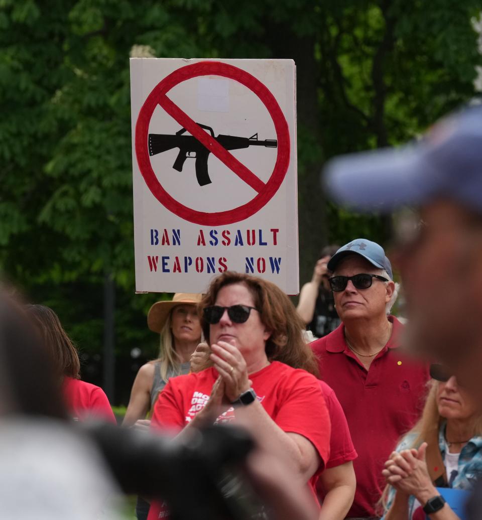 Morristown, NJ - May 13, 2023 —  Moms Demand Action, part of the nonprofit organization Everytown for Gun Safety, hosted a "Mother's Day of Action" rally for gun control outside the Morristown Town Hall.