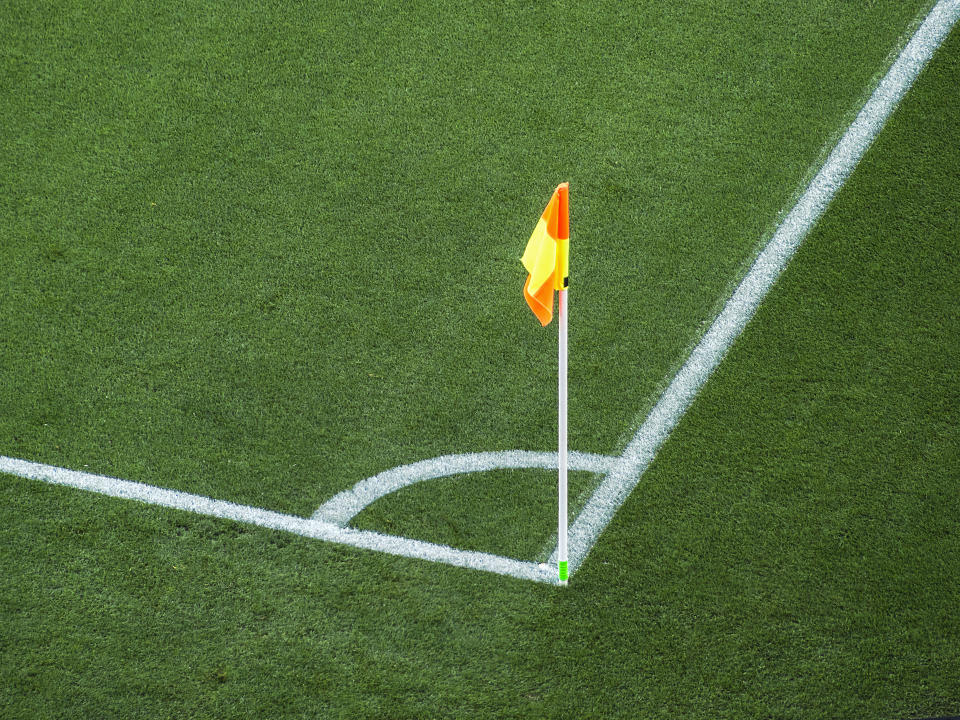 Corner flag in a sports stadium