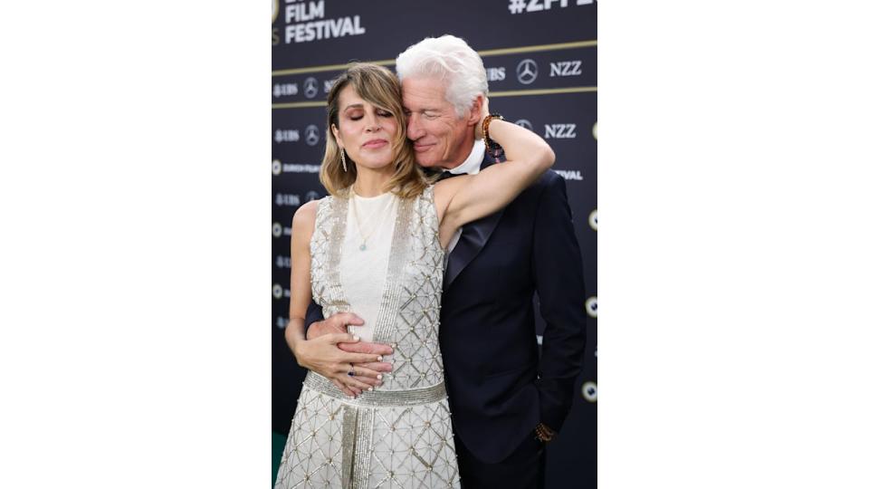 Alejandra Gere and Richard Gere attend the "Wisdom of Happiness" green carpet during the 20th Zurich Film Festival 